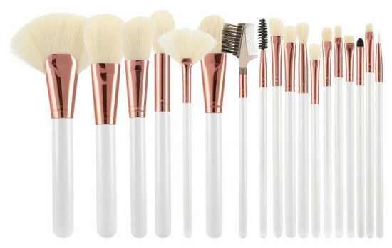 White &amp; Ecru Makeup Brushes Set 18 Stück